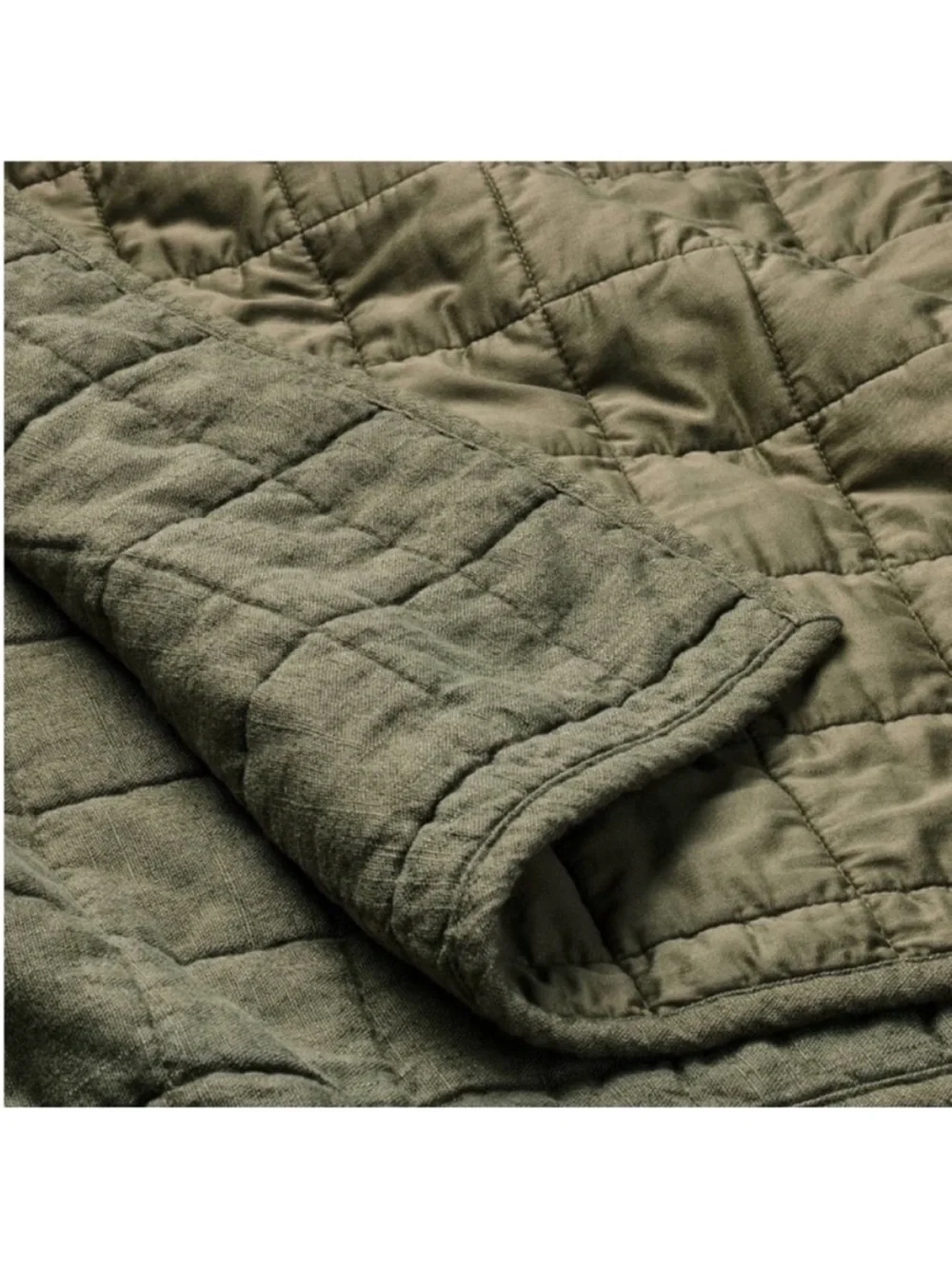 NWT King Heavyweight Linen Blend Quilt + 2 King Shams Olive Green - Casaluna